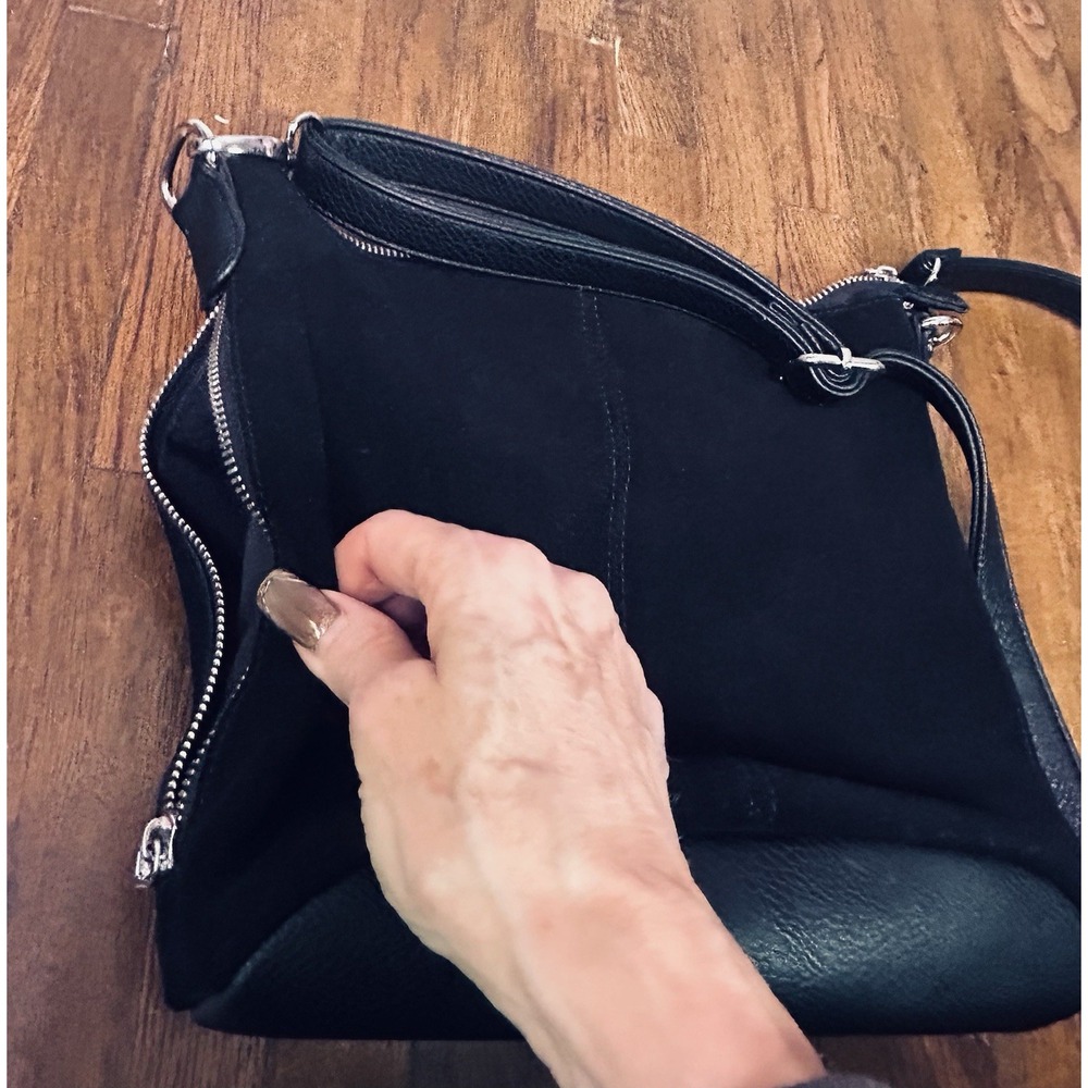 Nino Louise Black Suede Leather Purse Crossbody Timeless - Picture 10 of 12